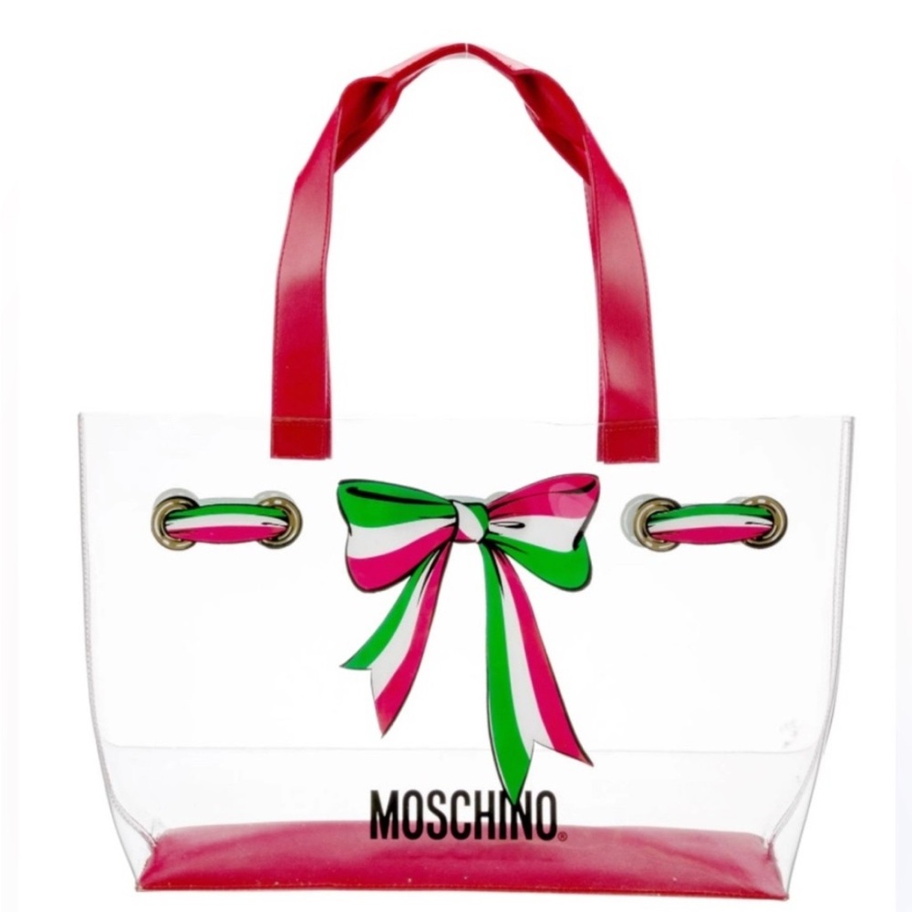 Vintage Moschino Clear Tote Bag with Red Accents